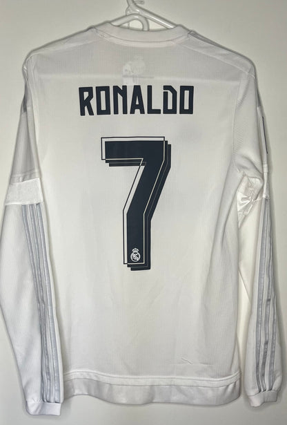 Real Madrid 2015-16 Long Sleeve Home Shirt Ronaldo (S) - 9/10