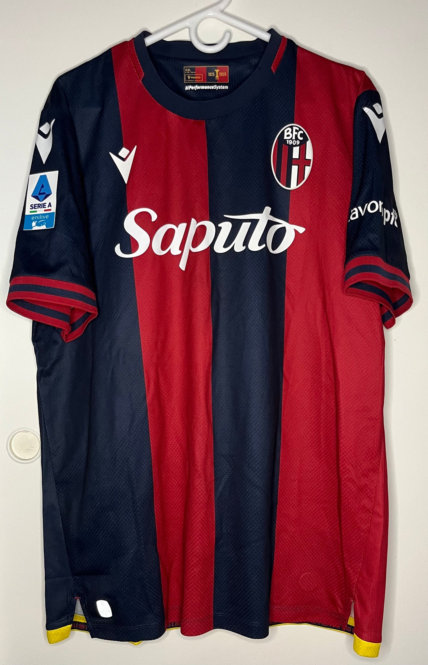 Bologna 2024-25 Signed Home Shirt De Silvestri - Match Worn